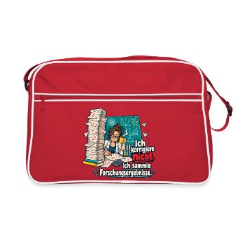 MINT Lehrer Korrektur Humor Lehrerspruch - Retro Tasche - Rot/Weiß - Vorne