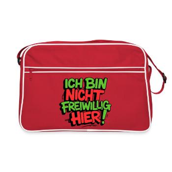 Ich bin nicht freiwillig hier Sprüche lustig Fun - Retro Tasche - Rot/Weiß - Vorne