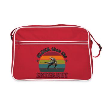 Older than the Internet - Dino Sunset - Retro Tasche - Rot/Weiß - Vorne