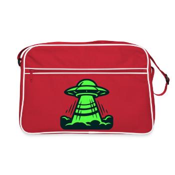 Ufo Start Landung Grafik - Retro Tasche - Rot/Weiß - Vorne