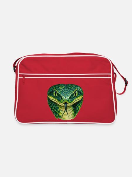 Smaragdgrüner Schlangenkopf - Retro Tasche - Rot/Weiß