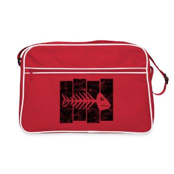 Fischgräte für Angler, Fischer und Kinder | Fische - Retro Tasche - Rot/Weiß - Vorne