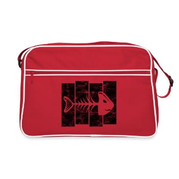 Fischgräte für Angler, Fischer und Kinder | Fische - Retro Tasche - Rot/Weiß - Vorne