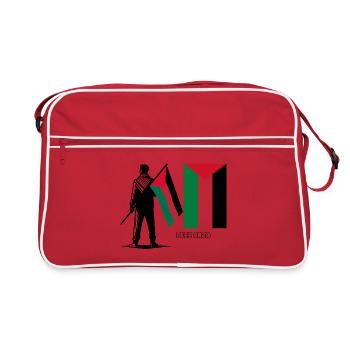 Abstrakte Sluette bunte Blöcke - Retro Tasche - Rot/Weiß - Vorne