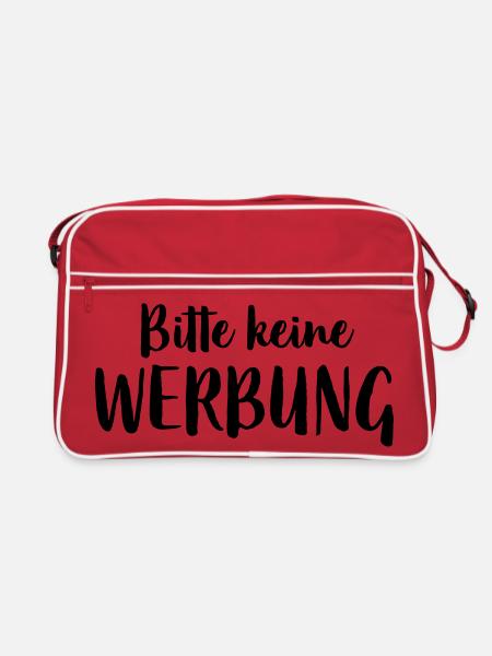 Bitte keine Werbung Aufkleber Briefkasten - Retro Tasche - Rot/Weiß - Vorne