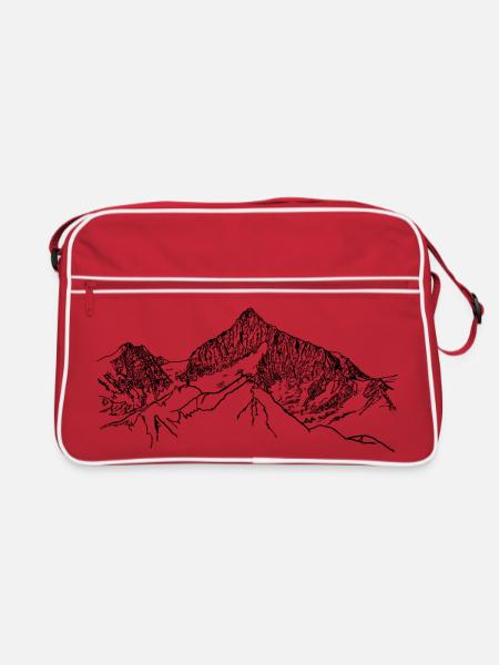 Walliser Weisshorn, Switzerland, Alps, Mountains, 4000m - Retro Bag - red/white - Front