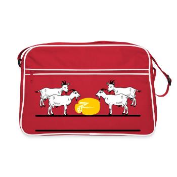 Vier Ziegen - Retro Tasche - Rot/Weiß - Vorne