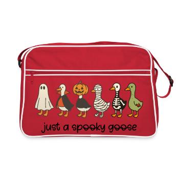 Creative Halloween illustration with enigmatic ducks - Retro Bag - red/white - Front
