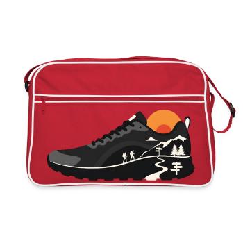 Mountain Trail Wanderschuh-Design - Retro Tasche - Rot/Weiß - Vorne