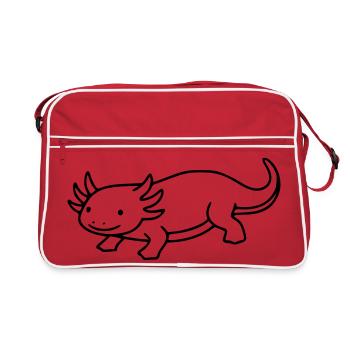 Axolotl Strichzeichnung | Minimalistischer Lurch - Retro Tasche - Rot/Weiß - Vorne