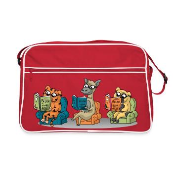 Cute Animals Reading Believe In Yourself Book Gift - Retro Bag - red/white - Front