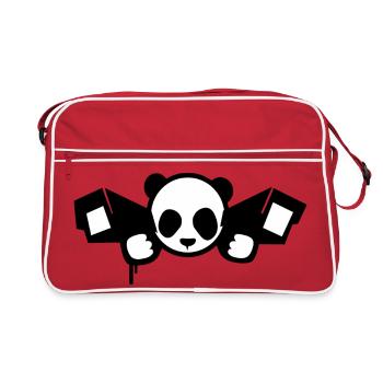 Panda de surveillance – Style graphique urbain - Sac Retro - rouge/blanc - Devant