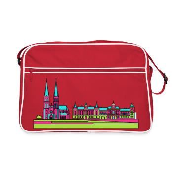Silhouette de la ville de Szczecin Wały Chrobrego Art - Sac Retro - rouge/blanc - Devant