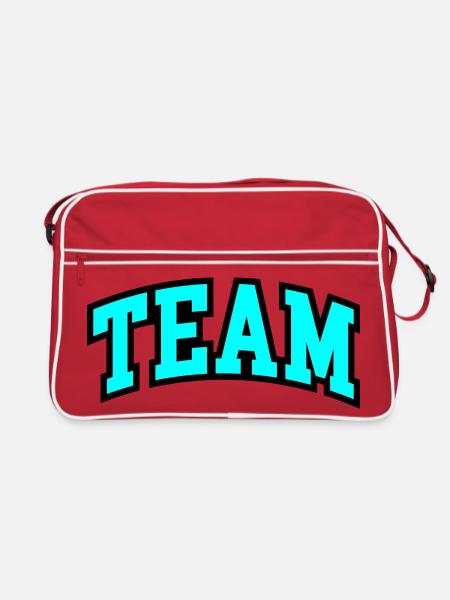 Team Schriftzug - Retro Tasche - Rot/Weiß - Vorne