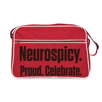 Neurospicy and Proud Late Diagnosis ND - Retro Bag - red/white - Front