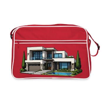 Villa moderne avec piscine - Sac Retro - rouge/blanc - Devant
