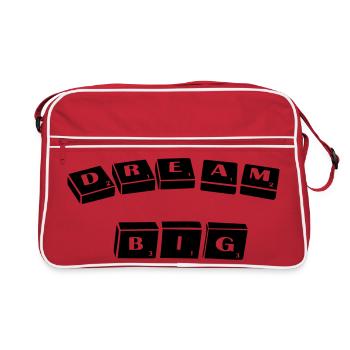 Dream Big Bold Typography Funny Lettering Tiles - Retro Tasche - Rot/Weiß - Vorne