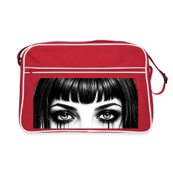 Black and White Eyes Teardrop Design - Retro Bag - red/white - Front