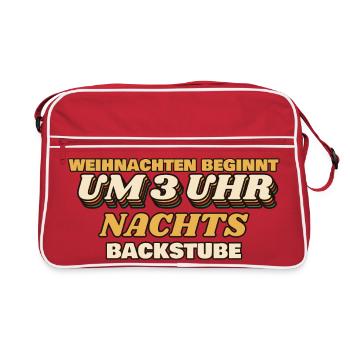 Weihnachten beginnt um 3 Uhr nachts - Bäckerei - Retro Tasche - Rot/Weiß - Vorne