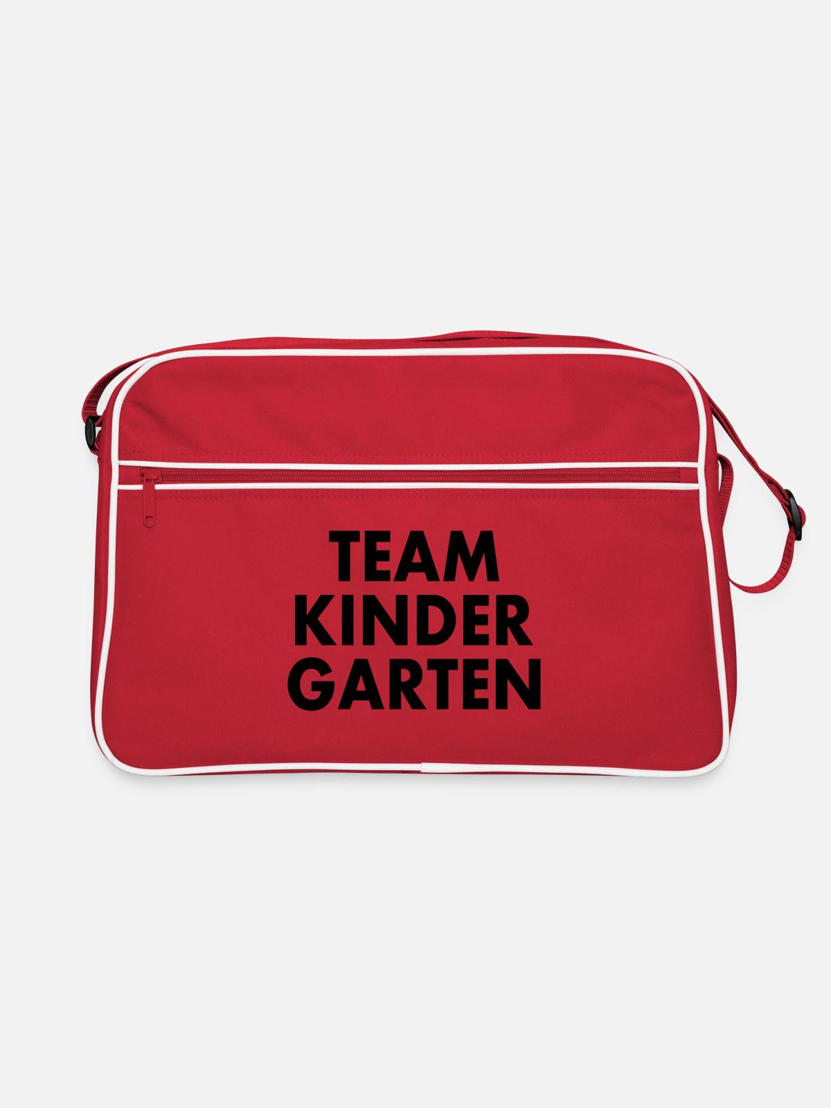 Team kindergarten - Retro Tasche - Rot/Weiß - Vorne