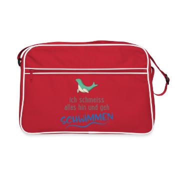 Schwimmen - Retro Tasche - Rot/Weiß - Vorne