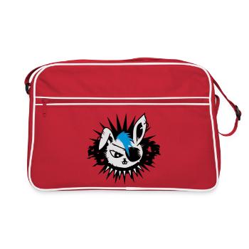 Un lapin avec un cache-oeil et un Mohawk - Sac Retro - rouge/blanc - Devant