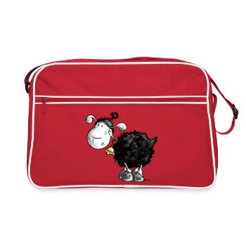 "Woolly Wool" - sheep t-shirt design - Retro Bag - red/white - Front