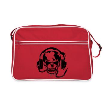 Un crâne avec un casque - Sac Retro - rouge/blanc - Devant