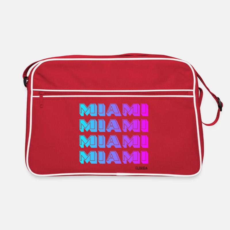 Miami Neon Gradient Muster - Retro Tasche - Rot/Weiß