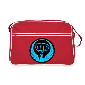 Logo de l’emblème du pigeon Wado bleu - Sac Retro - rouge/blanc - Devant