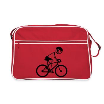 Jeune ou homme à vélo - Sac Retro - rouge/blanc - Devant