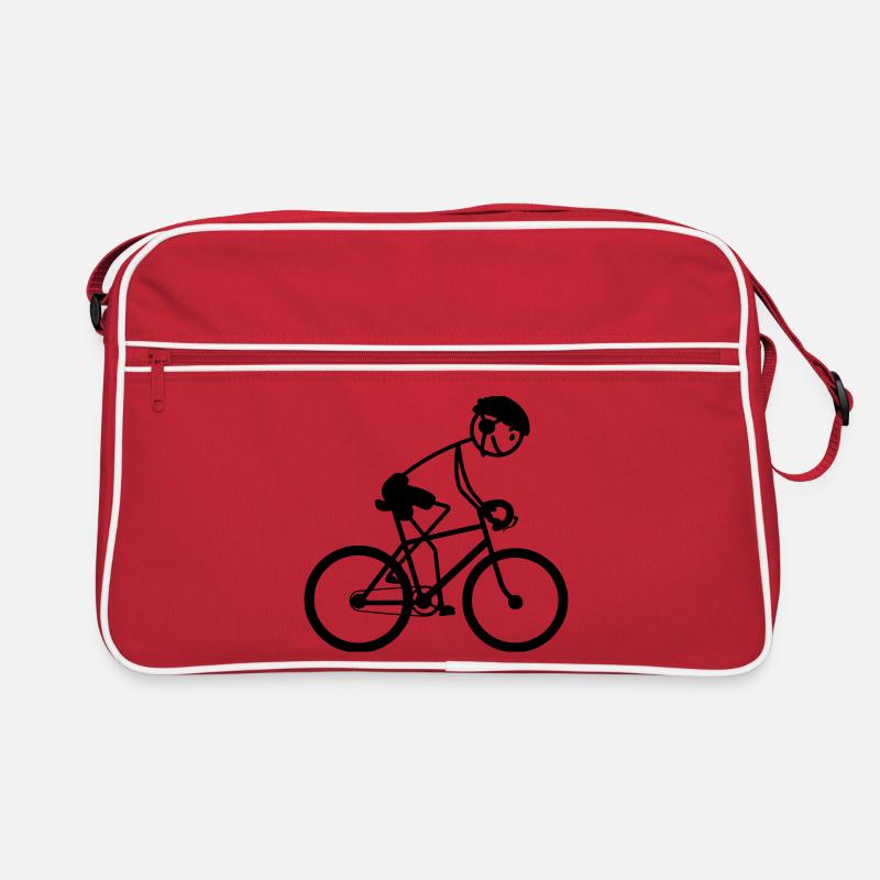 Jung oder Mann auf dem Fahrrad Retro Tasche