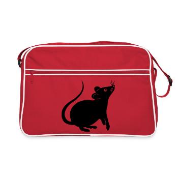 Rat shadow figure year of the rat - Retro Bag - red/white - Front
