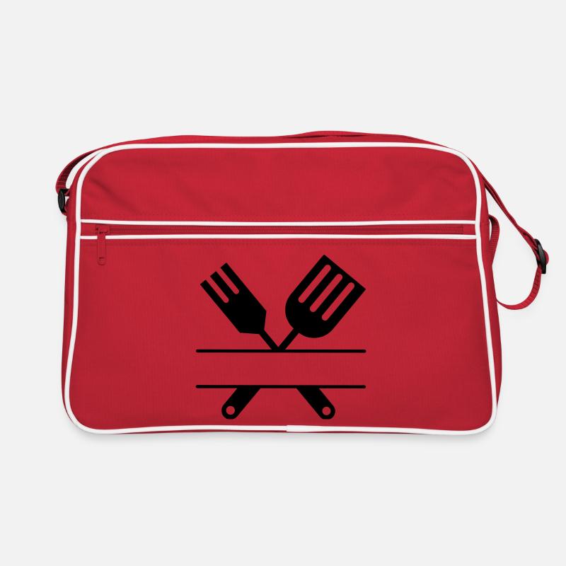 Grill-Emblem Besteck Monogramm Retro Tasche