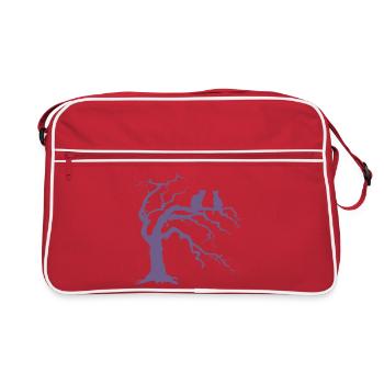 Arbre mort avec 2 silhouettes de chats - Sac Retro - rouge/blanc - Devant