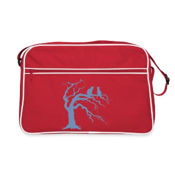 Arbre mort avec 2 silhouettes de chats - Sac Retro - rouge/blanc - Devant