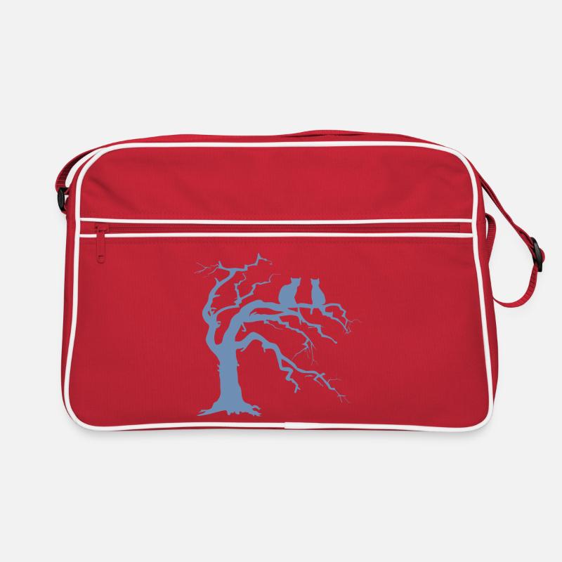 Toter baum mit 2 Katzen Silhouette Retro Tasche