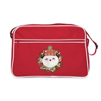 Petit ours panda en couronne de mélèze pour Noël - Sac Retro - rouge/blanc - Devant