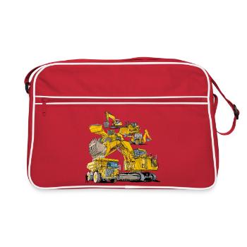 Baustellenfahrzeuge der großen Art - Retro Tasche - Rot/Weiß - Vorne