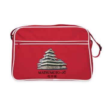 Matsumoto-jo Castle, Nagano, Japan Hand Drawing - Retro Bag - red/white - Front