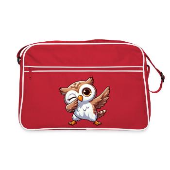Coole Eule ist Dabbing Lustig Design - Retro Tasche - Rot/Weiß - Vorne