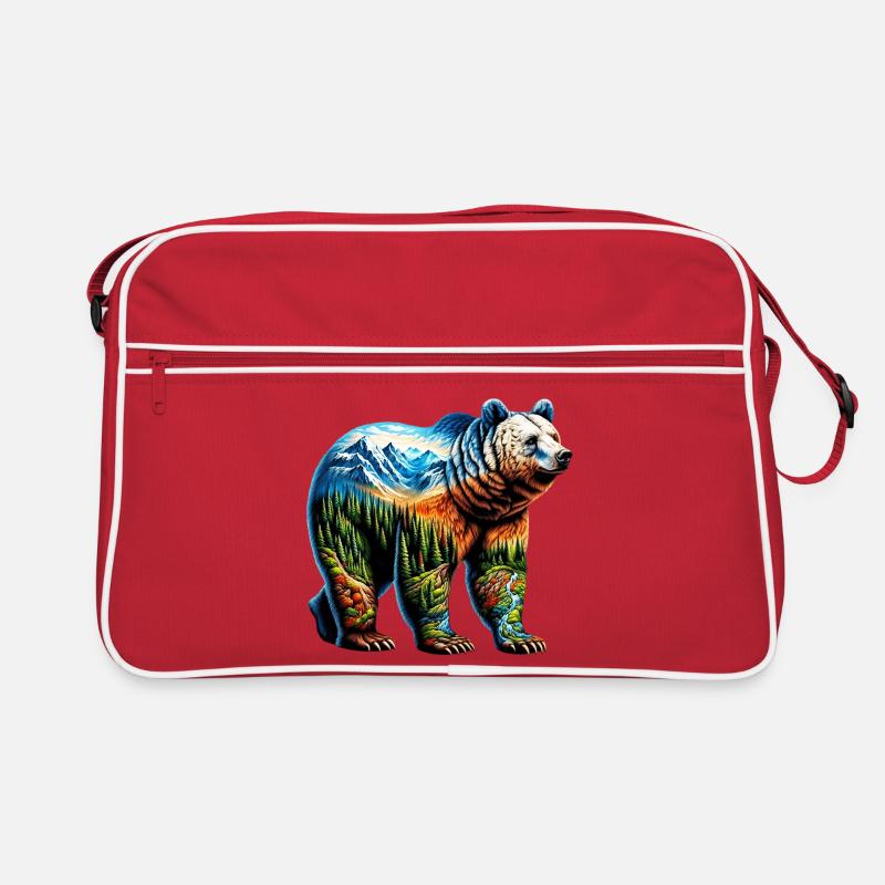 Bär - Retro Tasche - Rot/Weiß