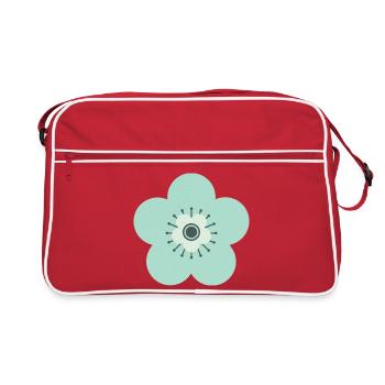 Vert menthe et fleur bleue - Sac Retro - rouge/blanc - Devant