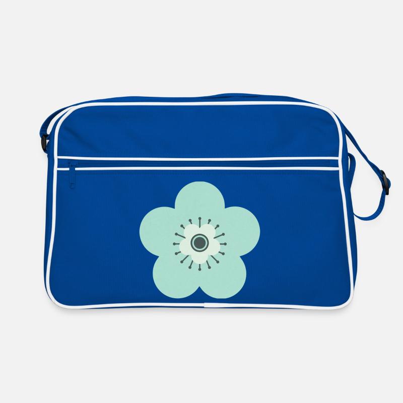 Vert menthe et fleur bleue Sac Retro