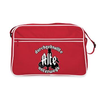 durchgeknallte Alte unterwegs - Retro Tasche - Rot/Weiß - Vorne