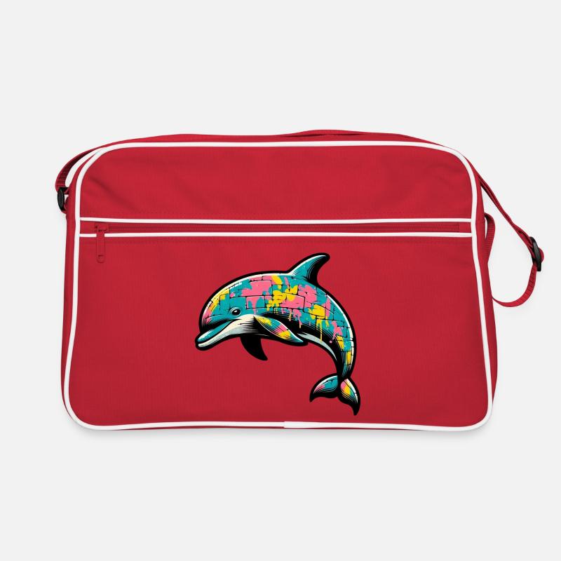 Delfin - Retro Tasche - Rot/Weiß