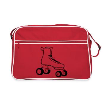 Rollerskates Line Art - Retro Tasche - Rot/Weiß - Vorne