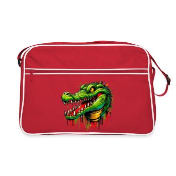 Alligator Crocodile - Retro Bag - red/white - Front