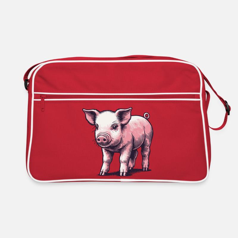 Ferkel - Retro Tasche - Rot/Weiß