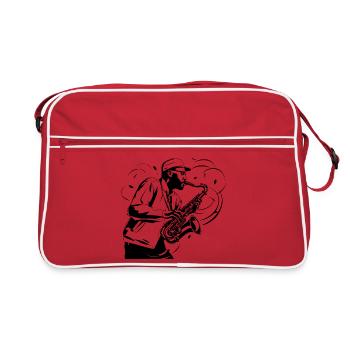 Saxophonist Drawing - Retro Bag - red/white - Front